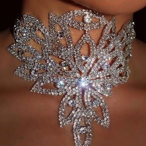 Silver Rhinestone Decor Choker